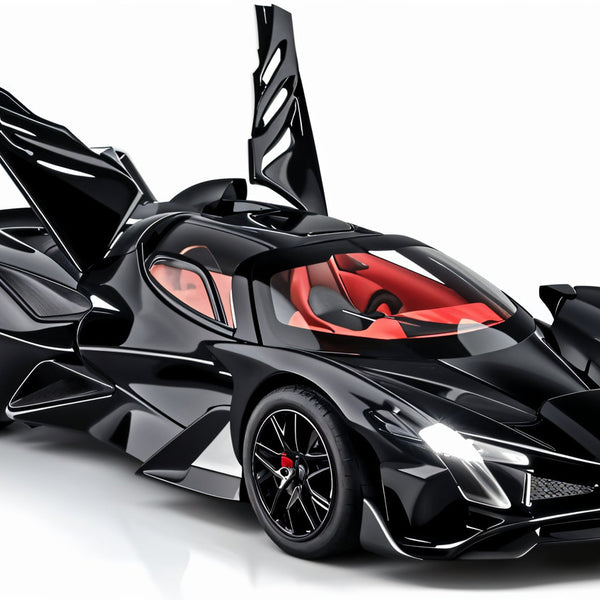 Todfod Apollo Evo 1:24 Premium Die|Cast Model Car for Collectors, Black Supercar with Sound & Lights, Pull Back Action, Openable Doors, Display Case Ready