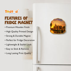 Todfod Ayodhya Ram Mandir Fridge Magnet | Wooden Ayodhya Souvenir Refrigerator Magnet | Decorative Travel Magnet for Kitchen, Home & Office | 3 Inch