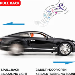 Black car with musical notes and sound wave graphics on a white background