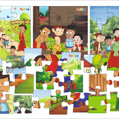 Children's puzzle with cartoon characters and scenes