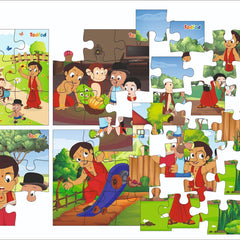 Children's puzzle with cartoon characters on a white background