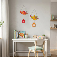 TodFod Bird Wall Hanging Decor Set | 14 Inch Colorful Bird & Small House MDF Wood Wall Art for Home Decor - Todfod