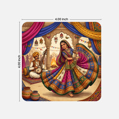 Todfod Indian Folk Art Wooden Coasters Set of 6 – Colorful Boho Tea & Coffee Cup Mats for Home & Office