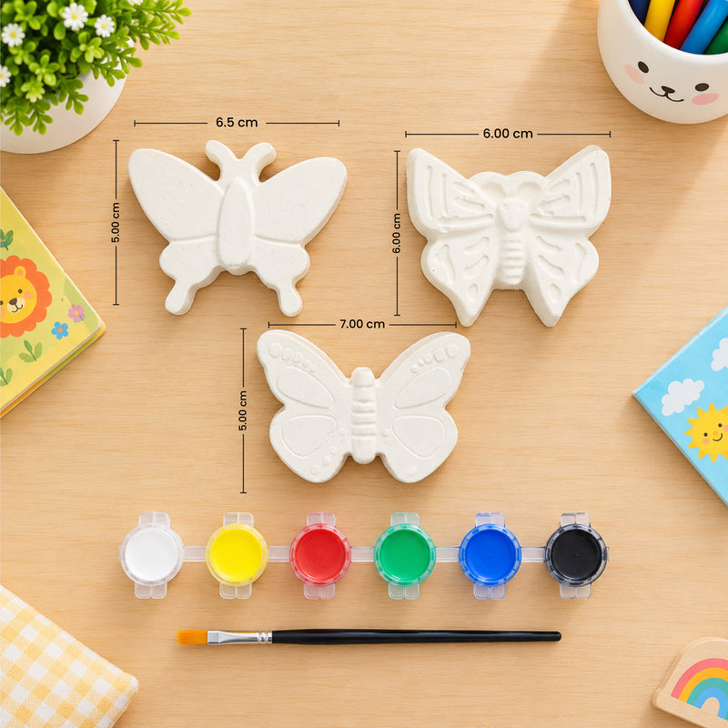 Todfod DIY Butterfly Painting Kit for Kids | 3 White Butterfly Figures with 6 Paint Colors and Brush | Creative Art and Craft Activity Set