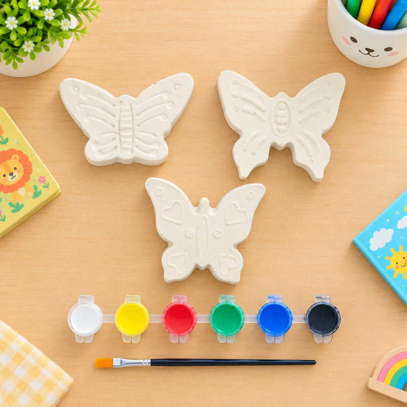 Todfod DIY Butterfly Painting Kit for Kids with 3 White Butterfly Shapes, 6 Paint Colours and Paint Brush