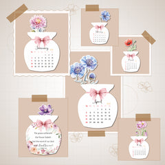 Smaran Flower Pot Calendar 2026 | Decorative Floral Vase Shaped Desk Calendar for Home & Office | 20x27 cm Monthly Desktop Planner with 3D Flowers | Nature Theme Gift Calendar