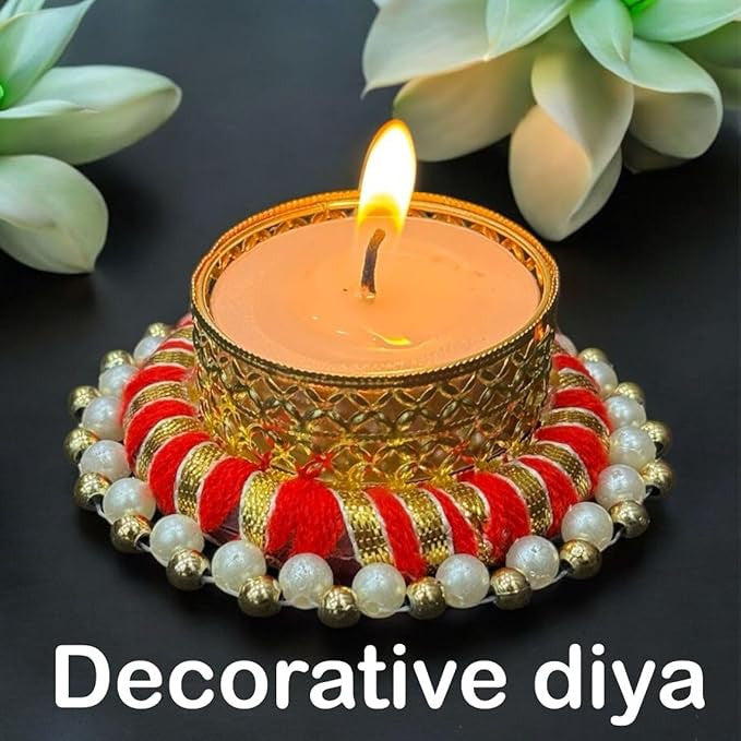 Smaran Red Round Diya Holder