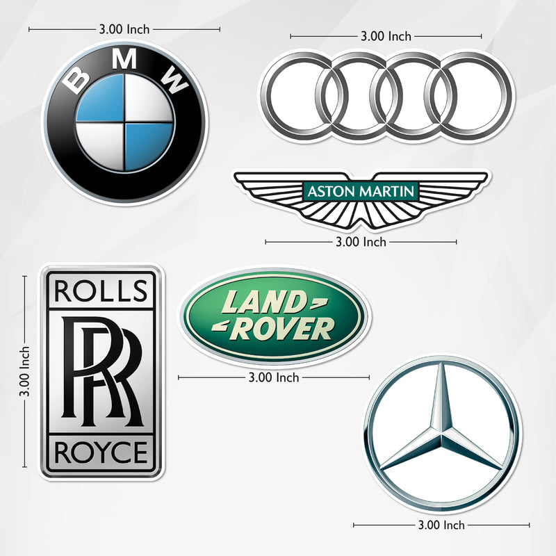 TodFod Car Brands Logo Fridge Magnet Set of 6 | 3 Inch Luxury Auto Emblems MDF Wood Magnets for Men & Garage Decor