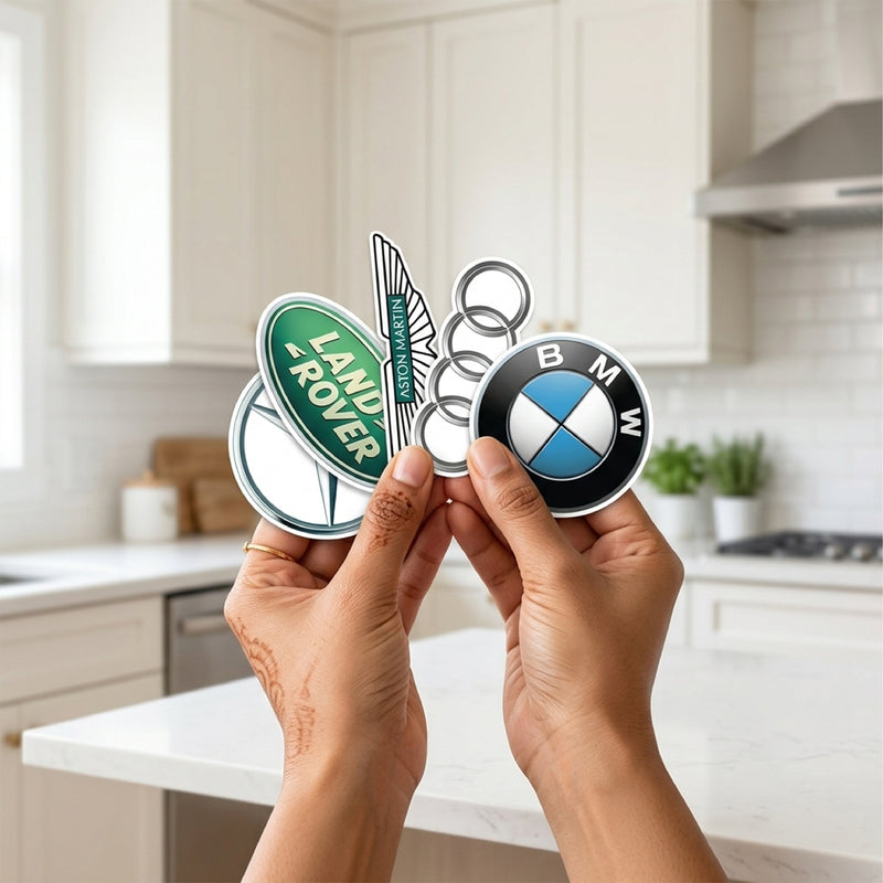 TodFod Car Brands Logo Fridge Magnet Set of 6 | 3 Inch Luxury Auto Emblems MDF Wood Magnets for Men & Garage Decor