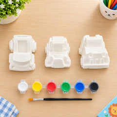 Todfod DIY Car Painting Kit for Kids with 3 White Car Shapes, 6 Paint Colours and Paint Brush