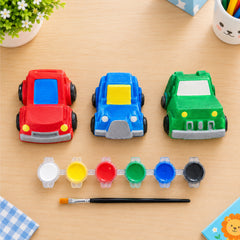 Todfod DIY Car Painting Kit for Kids with 3 White Car Shapes, 6 Paint Colours and Paint Brush
