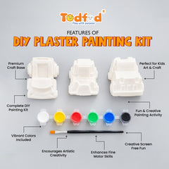 Todfod DIY Car Painting Kit for Kids with 3 White Car Shapes, 6 Paint Colours and Paint Brush