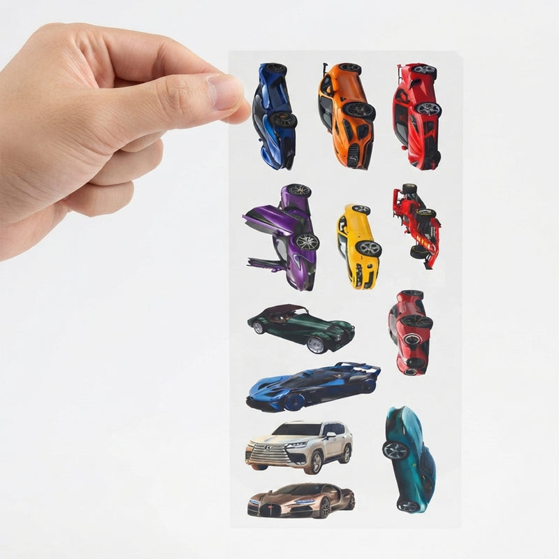 TodFod Car DTF Heat Transfer Stickers for Clothes, T-Shirts & Fabric | Multicolor Vehicle Design Transfer Sheet 11 x 4 Inch for DIY Craft