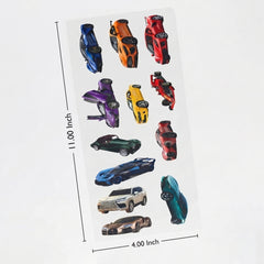 TodFod Car DTF Heat Transfer Stickers for Clothes, T-Shirts & Fabric | Multicolor Vehicle Design Transfer Sheet 11 x 4 Inch for DIY Craft