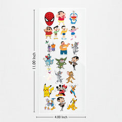 TodFod Cartoon Mix DTF Transfer Sticker Sheet | 4x11 Inch Premium Heat Transfer Film for T-Shirts, Hoodies, Bags & DIY Fabric Printing