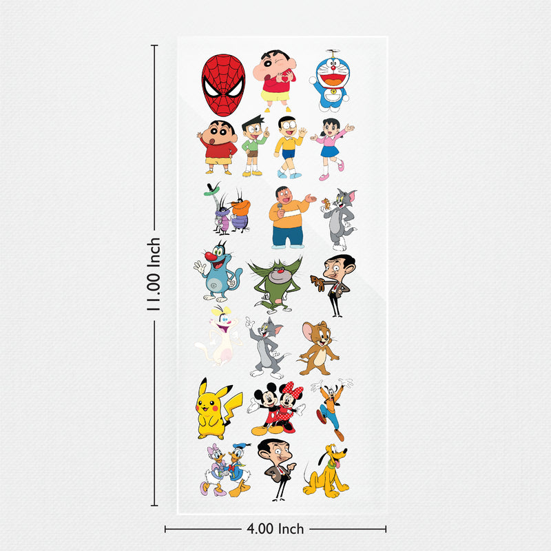 TodFod Cartoon Mix DTF Transfer Sticker Sheet | 4x11 Inch Premium Heat Transfer Film for T-Shirts, Hoodies, Bags & DIY Fabric Printing