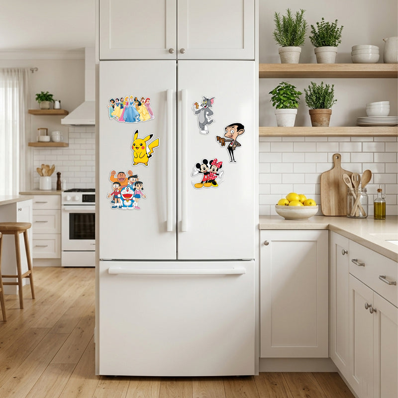 Todfod Cartoon Character Fridge Magnet Set | 3 Inch Colorful MDF Wood Fun Anime & Disney Magnets for Kids & Home Decor - Todfod