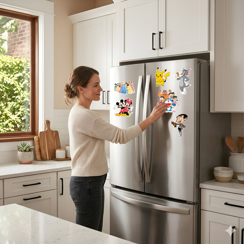 Todfod Cartoon Character Fridge Magnet Set | 3 Inch Colorful MDF Wood Fun Anime & Disney Magnets for Kids & Home Decor - Todfod
