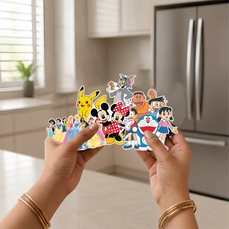 Todfod Cartoon Character Fridge Magnet Set | 3 Inch Colorful MDF Wood Fun Anime & Disney Magnets for Kids & Home Decor - Todfod