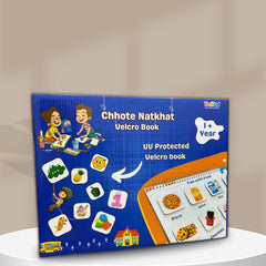 Children's educational book with colorful illustrations on a blue background
