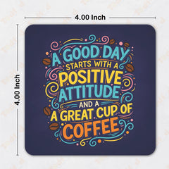 Smaran Coffee & Chai Quote Coasters Set of 6 | 4x4 Inch MDF Wooden Tea Coffee Coasters with Funny Printed Quotes | Reusable Table Drink Coasters for Home, Office, Café & Gifts