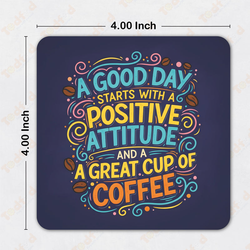 Smaran Coffee & Chai Quote Coasters Set of 6 | 4x4 Inch MDF Wooden Tea Coffee Coasters with Funny Printed Quotes | Reusable Table Drink Coasters for Home, Office, Café & Gifts