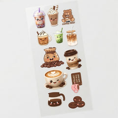 TodFod Coffee DTF Heat Transfer Stickers for T-Shirts, Clothes & Fabric | Cute Coffee & Beverage Transfer Sheet 11 x 4 Inch for DIY Craft