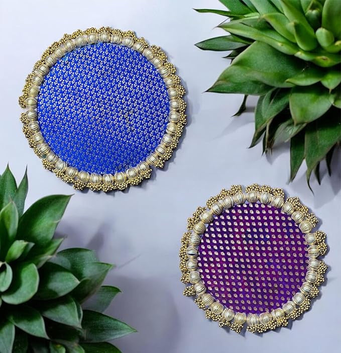 Smaran Combo Decorative Round Platter 12 inch and 10.5 Inch