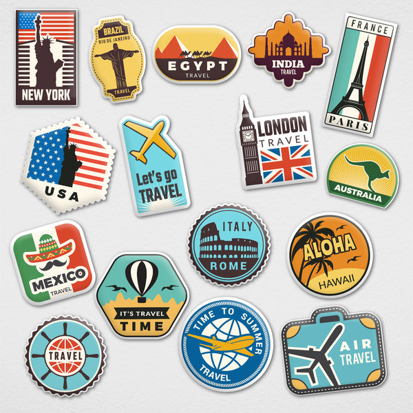 Smaran Country Travel Theme Wooden Fridge Magnet Set | World Landmarks New York Paris Rome Brazil Mexico | 3 Inch Assorted Shapes Refrigerator Decor for Home Kitchen & Gift