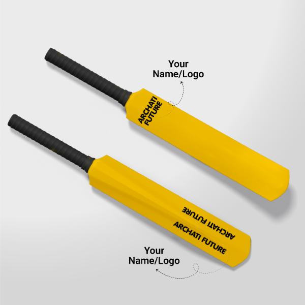 Todfod Personalized Yellow Cricket Bat | Custom Name & Logo Print Wooden Bat | Archati Future Sports Gift for Kids Adults & Corporate Events