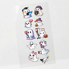 TodFod Cute Ghost DTF Heat Transfer Stickers for T-Shirts, Clothes & Fabric | Cartoon Ghost Transfer Sheet 11 x 4 Inch for DIY Craft