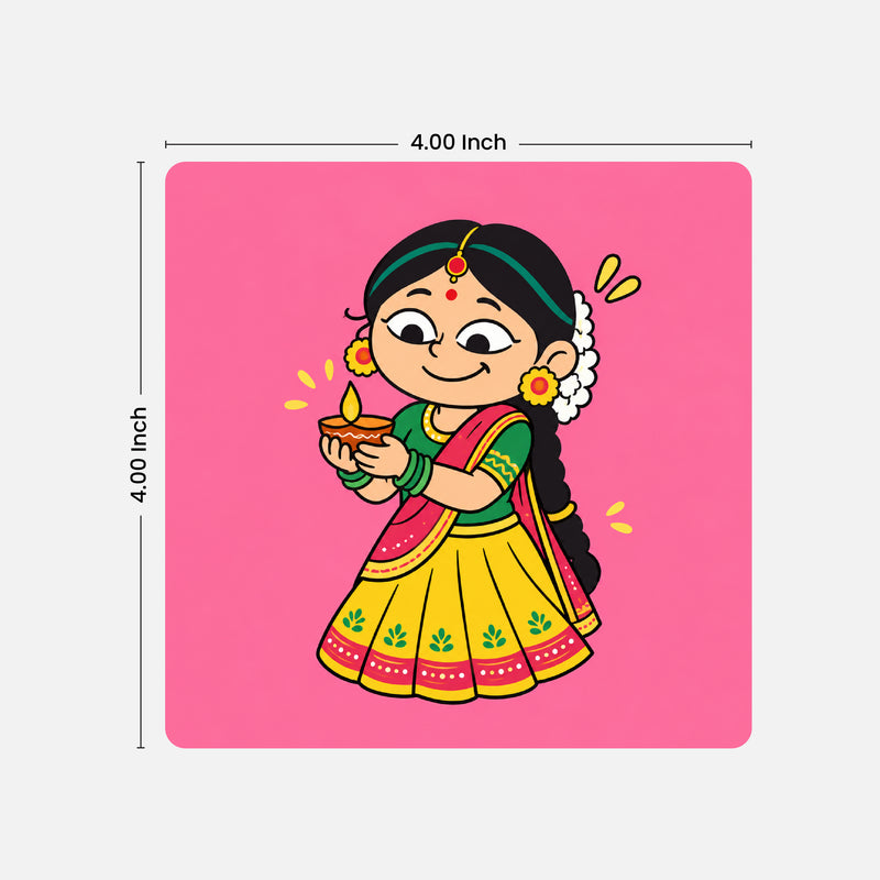 Todfod Cute Cartoon Wooden Coasters Set of 6 – Colourful Square Tea & Coffee Mug Coasters for Home, Office & Gifting