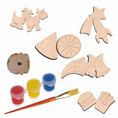 DIY Magnetic Painting Kit for Kids | Wooden MDF Paint Your Own Fridge Magnets | Creative Art & Craft Activity Set with Wooden Shapes, Paints & Brush | Educational Craft Gift for Kids