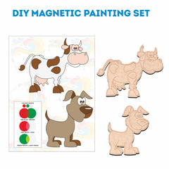 DIY Magnetic Painting Kit for Kids | Wooden MDF Paint Your Own Fridge Magnets | Creative Art & Craft Activity Set with Wooden Shapes, Paints & Brush | Educational Craft Gift for Kids