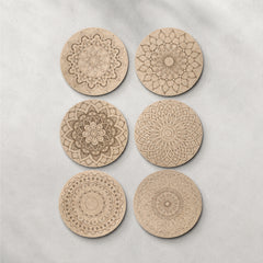 Todfod DIY Mandala Coaster Kit | Set of 6 Wooden Round Mandala Art Craft for Painting & Home Decor