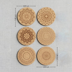Todfod DIY Mandala Coaster Kit | Set of 6 Wooden Round Mandala Art Craft for Painting & Home Decor