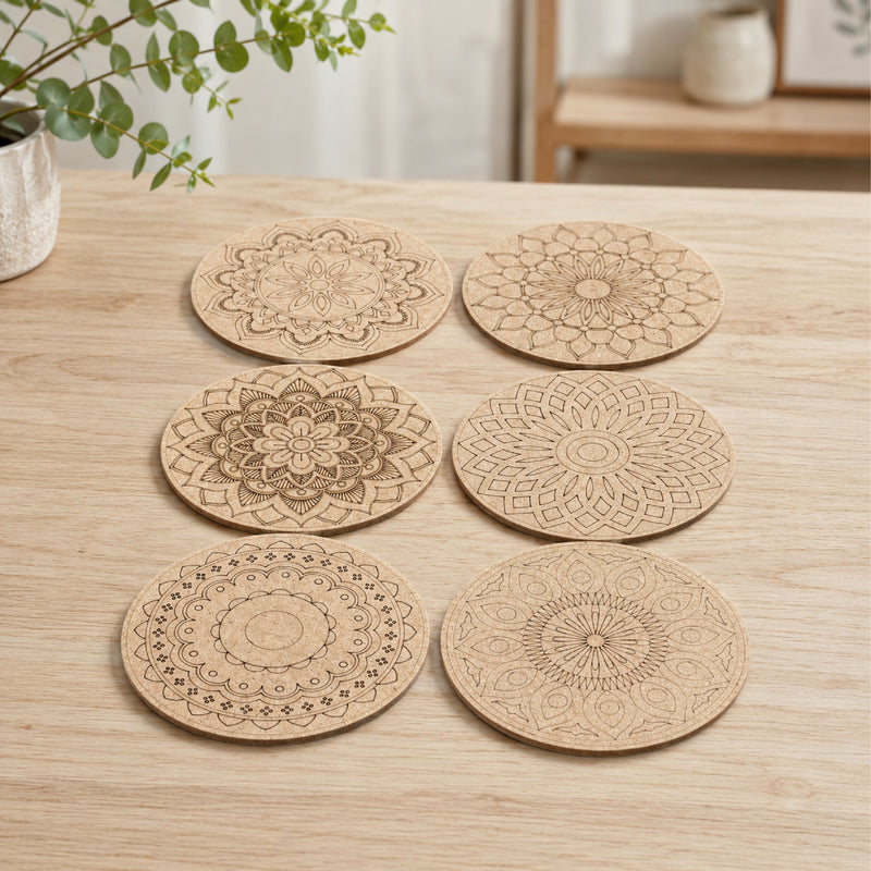 Todfod DIY Mandala Coaster Kit | Set of 6 Wooden Round Mandala Art Craft for Painting & Home Decor