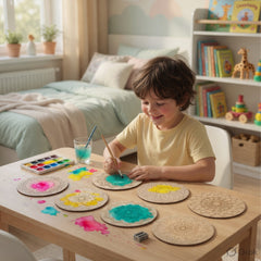 Todfod DIY Mandala Coaster Kit | Set of 6 Wooden Round Mandala Art Craft for Painting & Home Decor