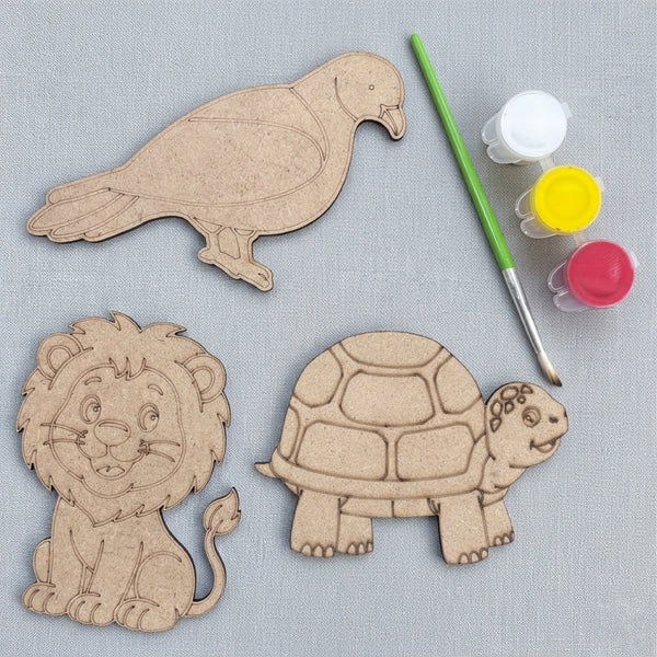 TodFod DIY Painting Animal Fridge Magnet Kit | Wooden Craft Coloring Set with Paints & Brush