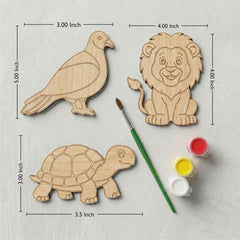 TodFod DIY Painting Animal Fridge Magnet Kit | Wooden Craft Coloring Set with Paints & Brush