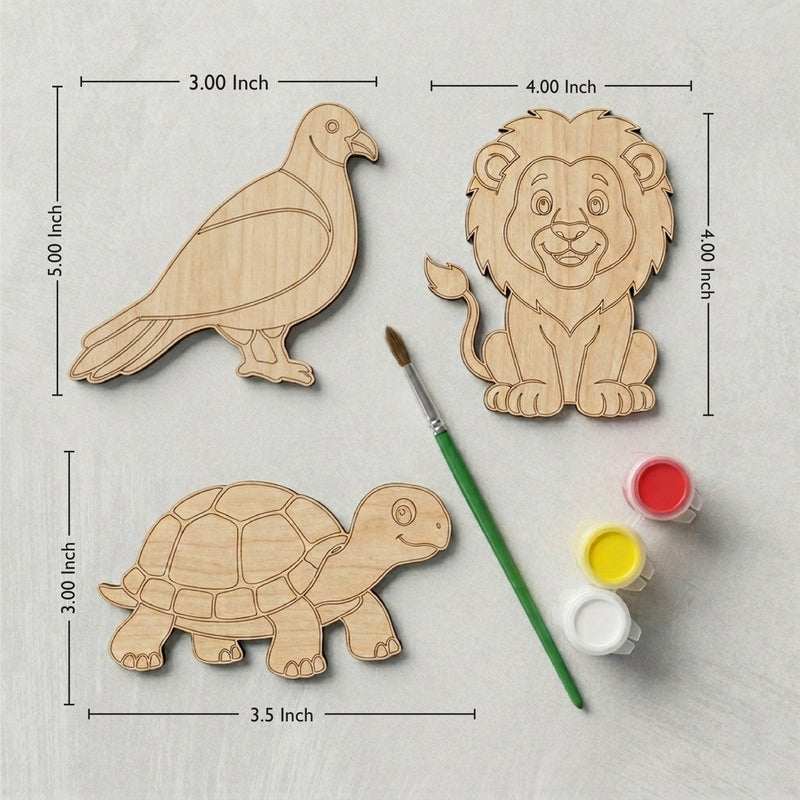 TodFod DIY Painting Animal Fridge Magnet Kit | Wooden Craft Coloring Set with Paints & Brush