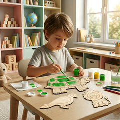 TodFod DIY Painting Animal Fridge Magnet Kit | Wooden Craft Coloring Set with Paints & Brush