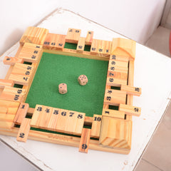 Clapjoy Shut The Box Wooden Dice Board Game for Kids & Family | Pinewood Number Strategy Game with Felt Board, 2 Pairs of Dice & Number Tiles | Educational Indoor Game
