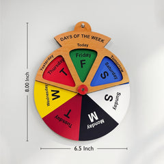 TodFod Days of the Week Wall Hanging Wheel | 8x6.5 Inch Wooden Educational Calendar Spinner for Home decor