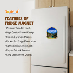 Todfod Devprayag Fridge Magnet | Wooden Devprayag Sangam Souvenir Refrigerator Magnet | Uttarakhand Travel Decorative Magnet for Kitchen, Home & Office | 3 Inch
