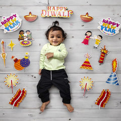 Todfod Diwali Photo Booth  16+ Props for Family & Kids | Festive Diwali Decoration Props Set | Diya, Rangoli & Indian Festival Selfie Props for Photoshoot, Party & Home Celebration