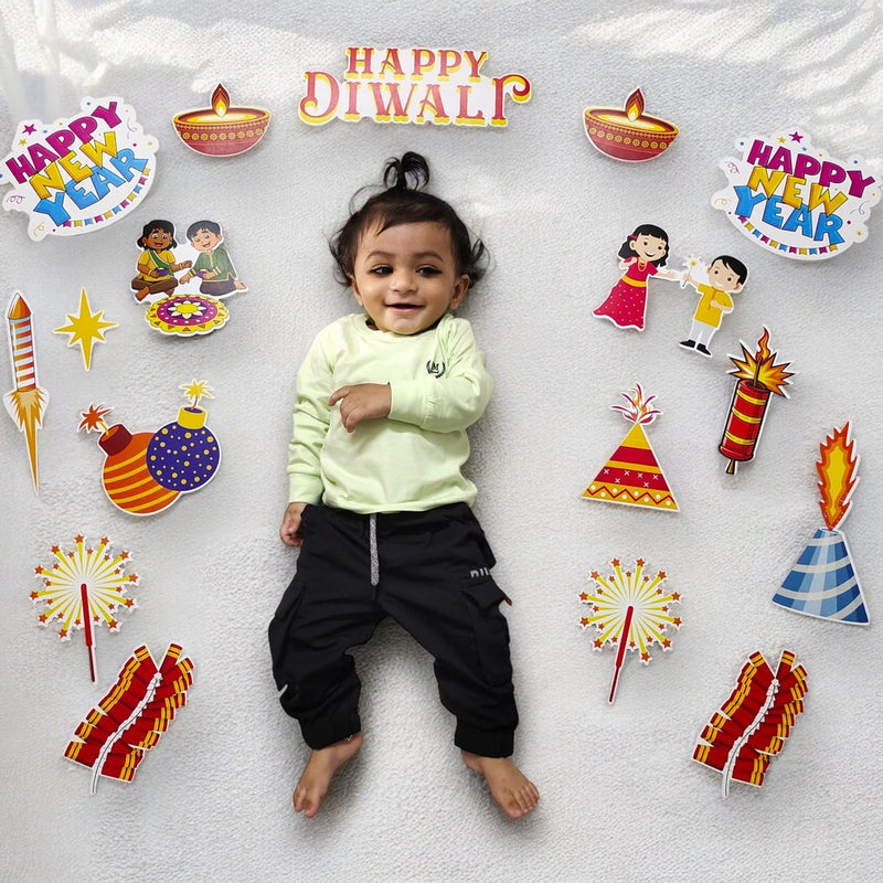 Todfod Diwali Photo Booth  16+ Props for Family & Kids | Festive Diwali Decoration Props Set | Diya, Rangoli & Indian Festival Selfie Props for Photoshoot, Party & Home Celebration