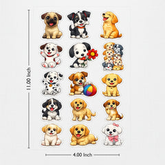 Todfod Cute Dogs DTF Transfer Sticker Sheet | 4x11 Inch Premium Heat Transfer Film for T-Shirts, Hoodies, Bags & DIY Fabric Printing