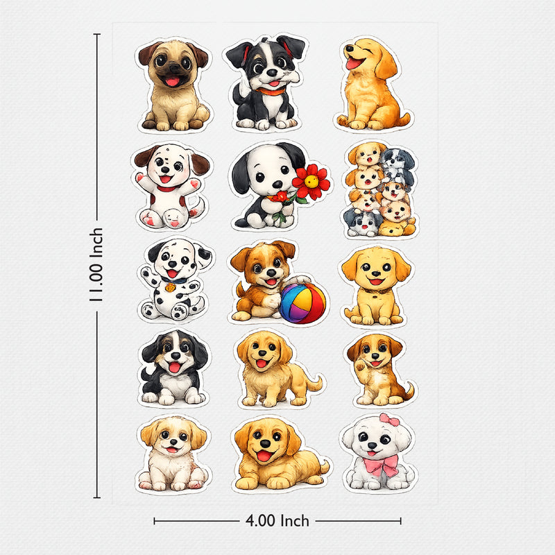Todfod Cute Dogs DTF Transfer Sticker Sheet | 4x11 Inch Premium Heat Transfer Film for T-Shirts, Hoodies, Bags & DIY Fabric Printing