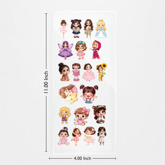Todfod Cute Girls DTF Transfer Sticker Sheet | 4x11 Inch Premium Heat Transfer Film for T-Shirts, Hoodies, Bags & DIY Fabric Printing